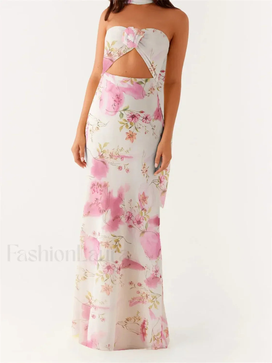 3D Flower Patchwork Tube Maxi Dress 6