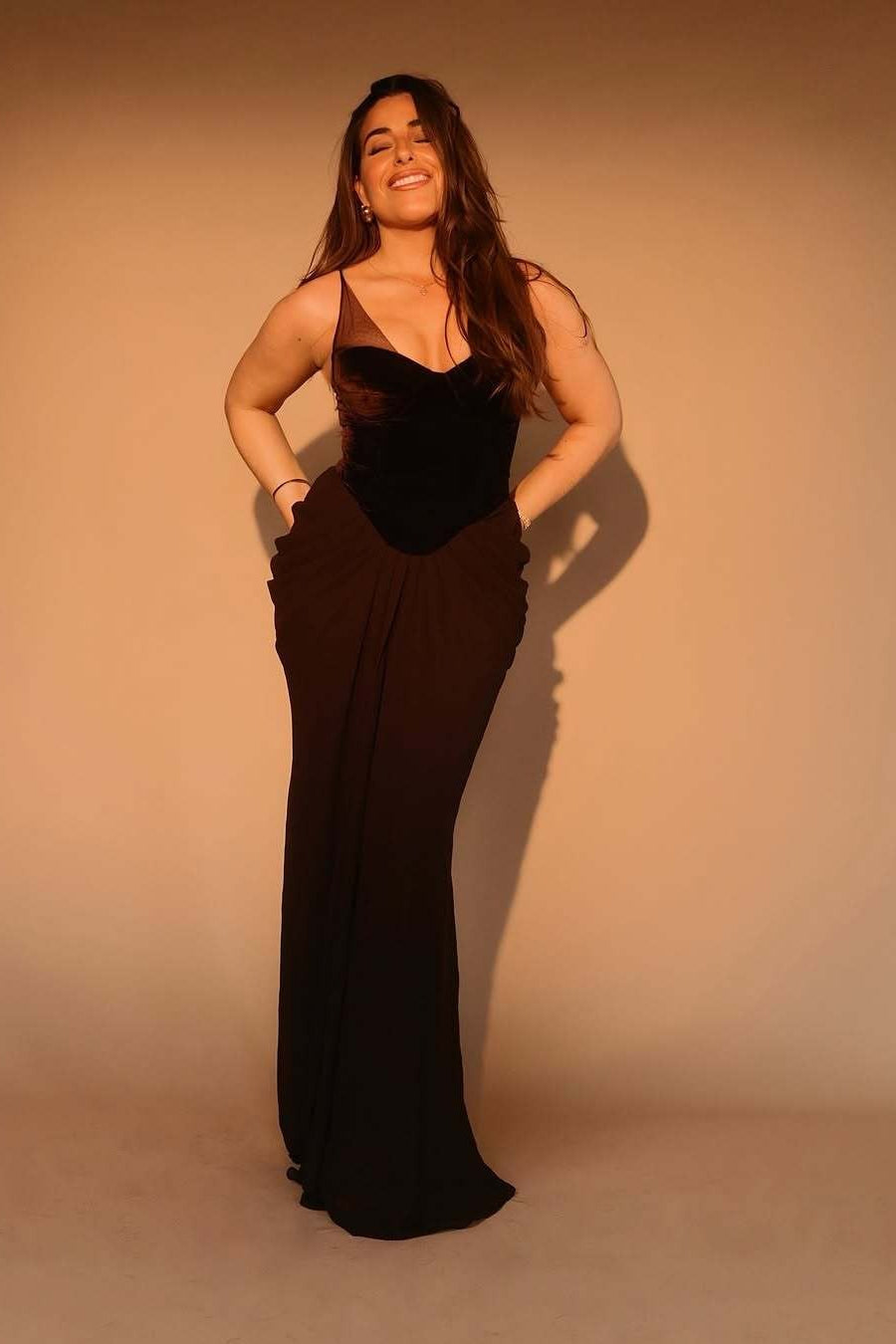 Mesh Panel Sweetheart Corset Basque Waist Draped Maxi Gown 4
