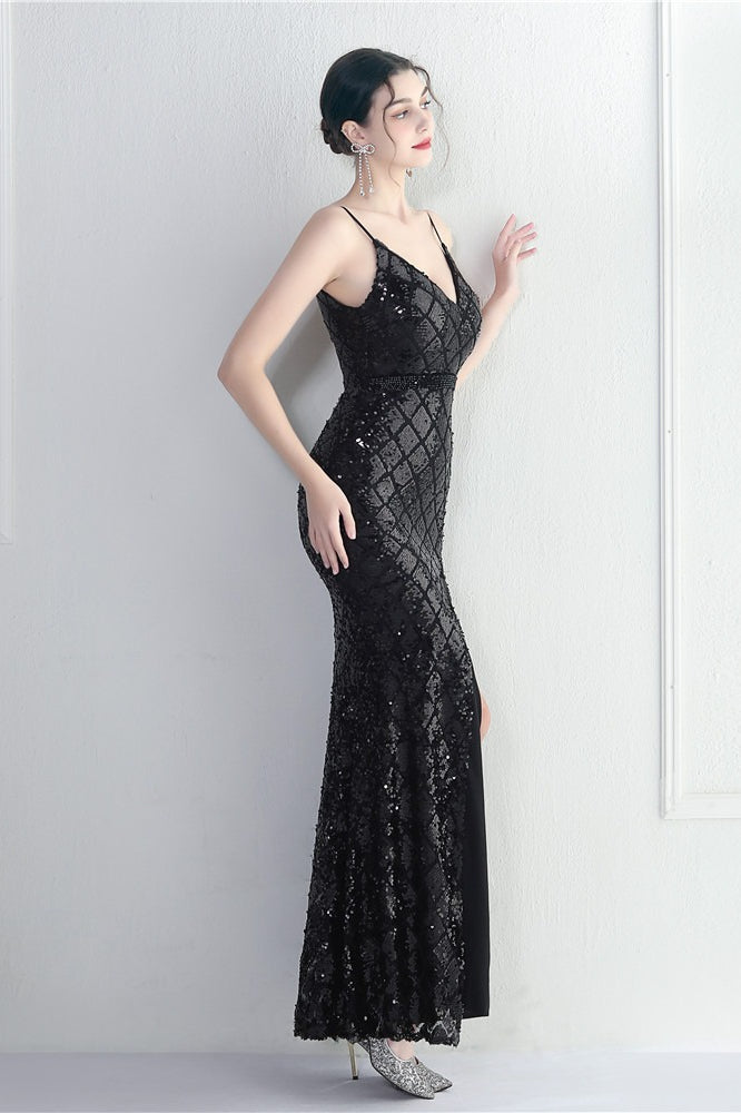Iridescent Sequin Slit Bodycon Maxi Dress 13