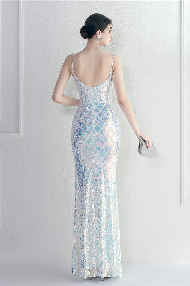 Iridescent Sequin Slit Bodycon Maxi Dress 4