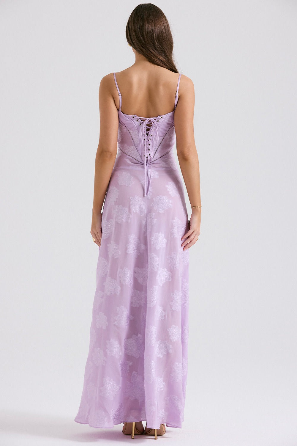 Bustier Seam Spaghetti Strap Devore Burnout Maxi Dress 9