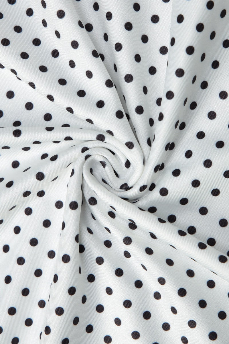 Sweetheart Halter Knot Bodice Mixed Scale Polka Dot Maxi Dress 16