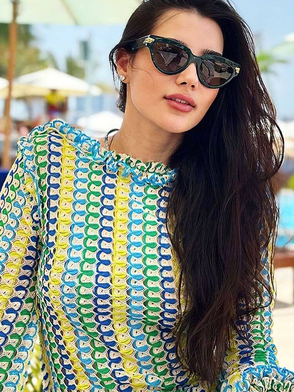 Crew Neck Crochet Zigzag Stripe Open Back Bodycon Maxi Dress 7
