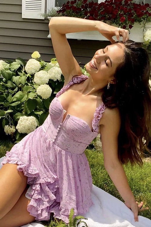 Ruffled Floral Print Mini Dress 3