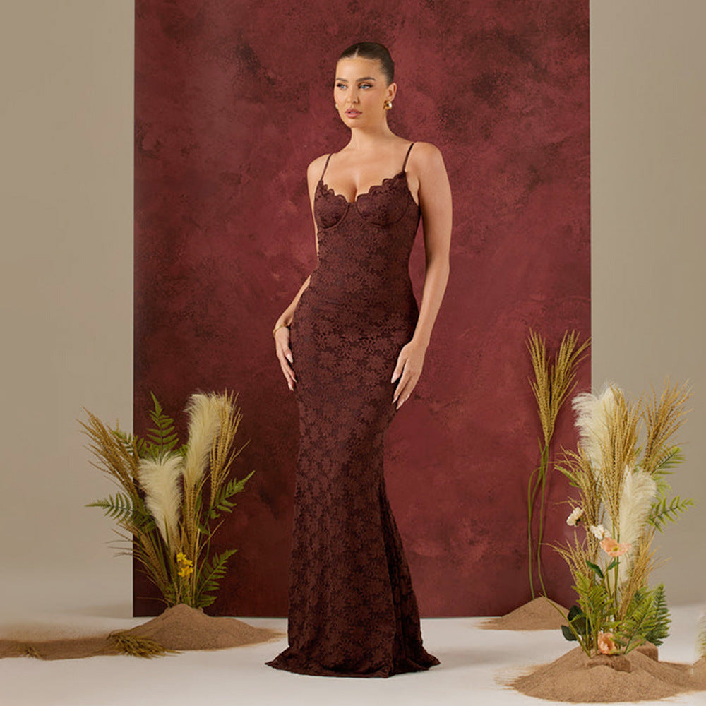 Sweetheart Spaghetti Strap Ruched Satin Column Maxi Dress 4