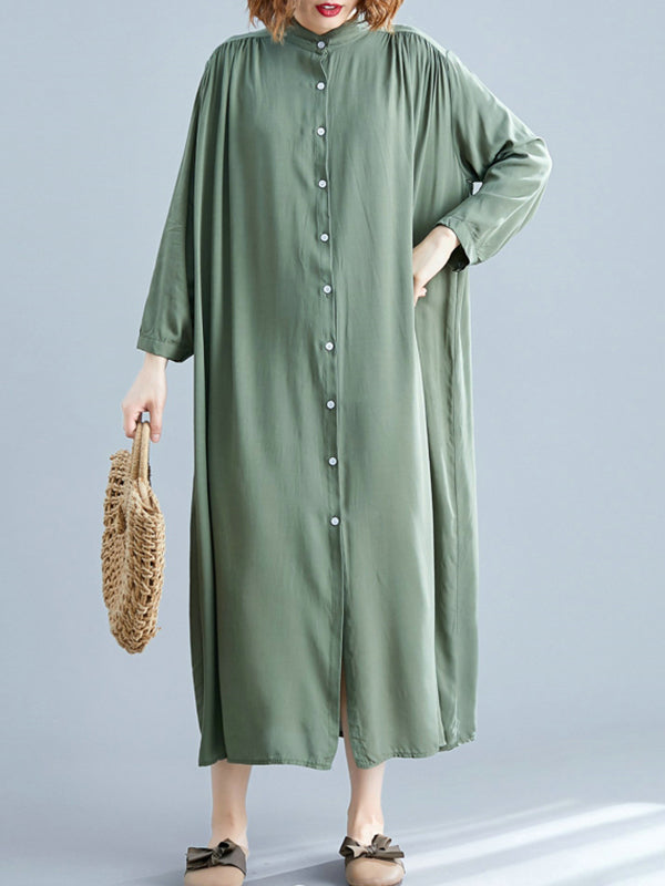 Collared Button Front Tropical Print Shirt Midi Dress 2