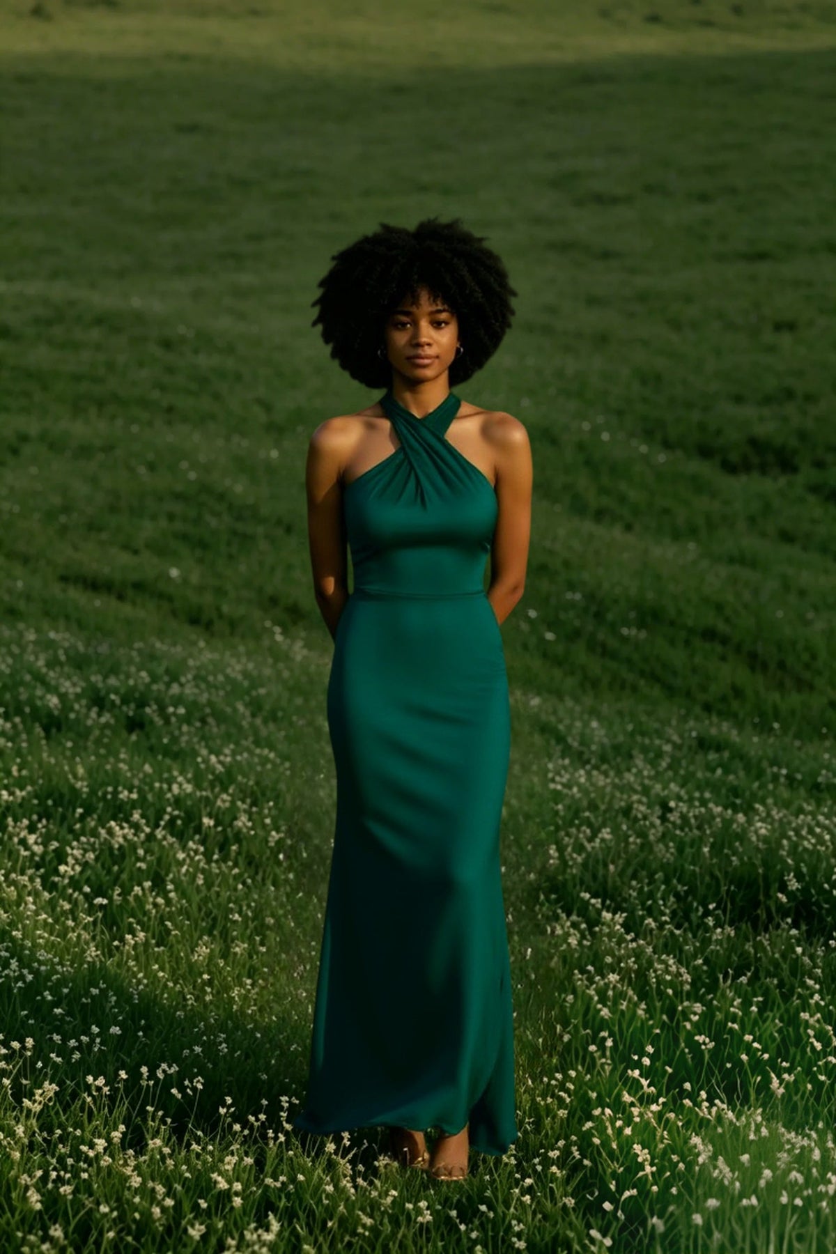 Crossover Halter Neck Keyhole Bodycon Column Maxi Gown 2
