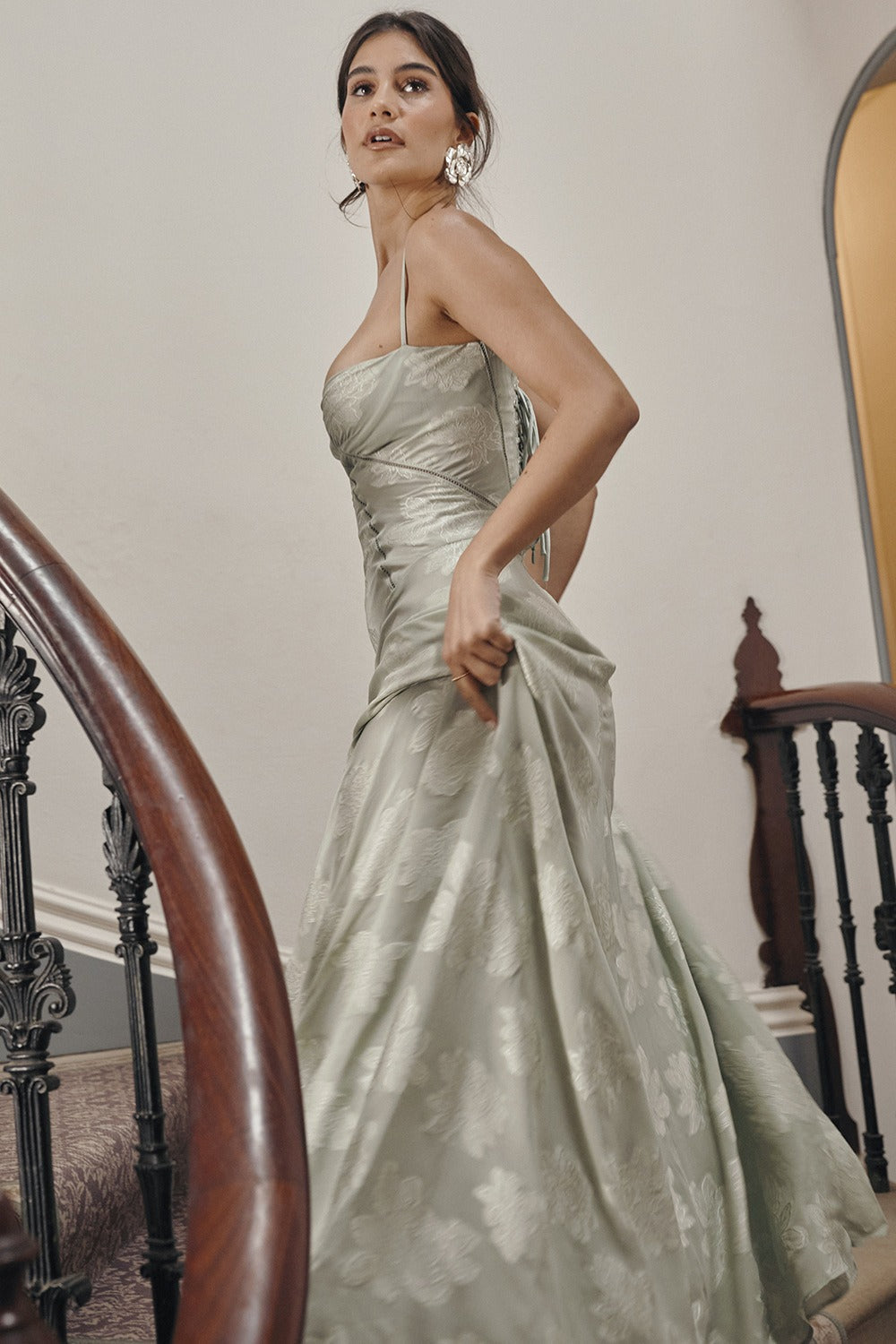 Bustier Seam Spaghetti Strap Devore Burnout Maxi Dress 26