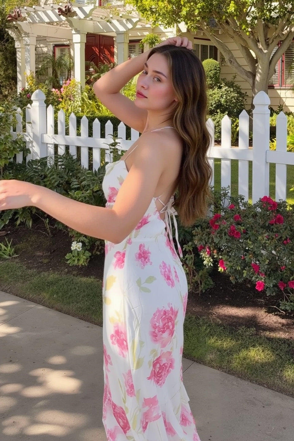 Sweetheart Neckline Floral Print Spaghetti Strap Bustier Maxi Dress 3