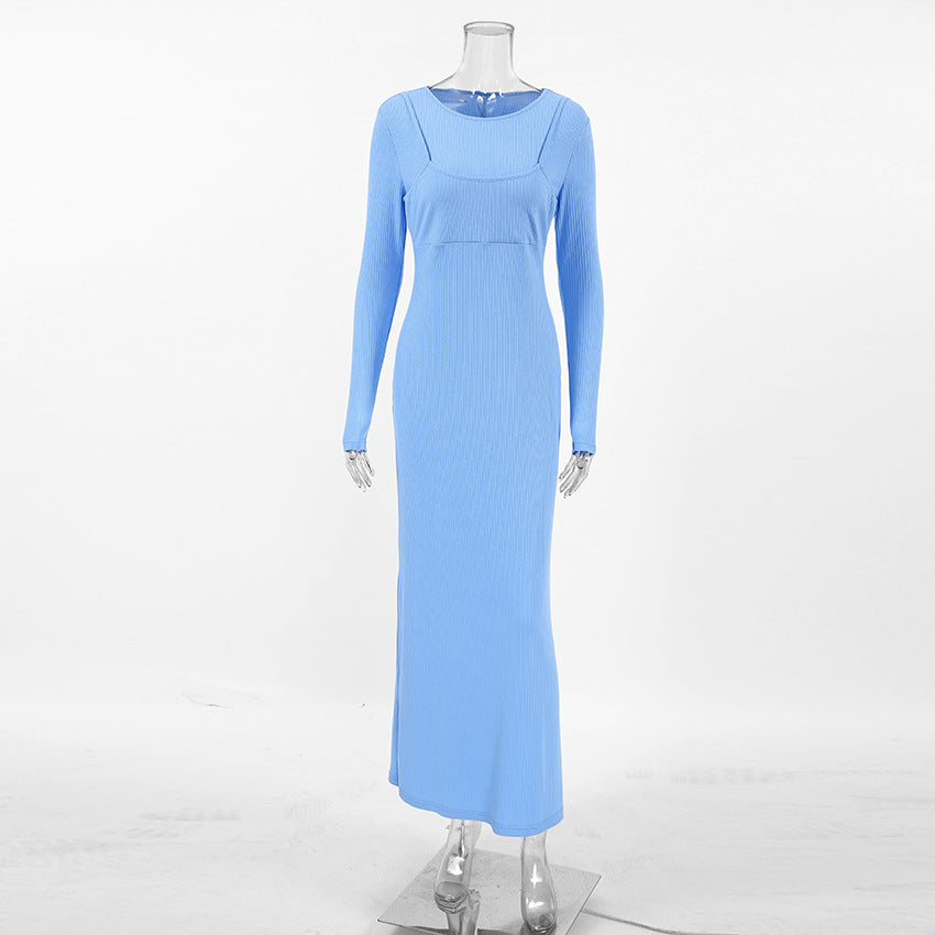 Halter Deep V Ruched Bodice Center Panel Drape Maxi Gown 5