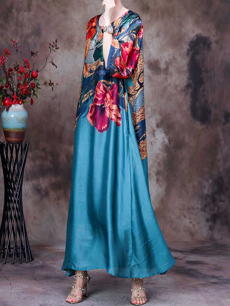 Spaghetti Strap Abstract Print Maxi Dress 5
