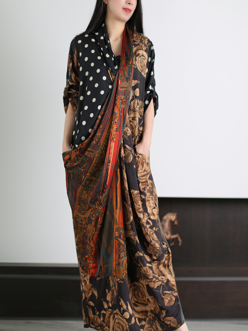Deep V Neck Long Sleeve Wrap Maxi Dress 4
