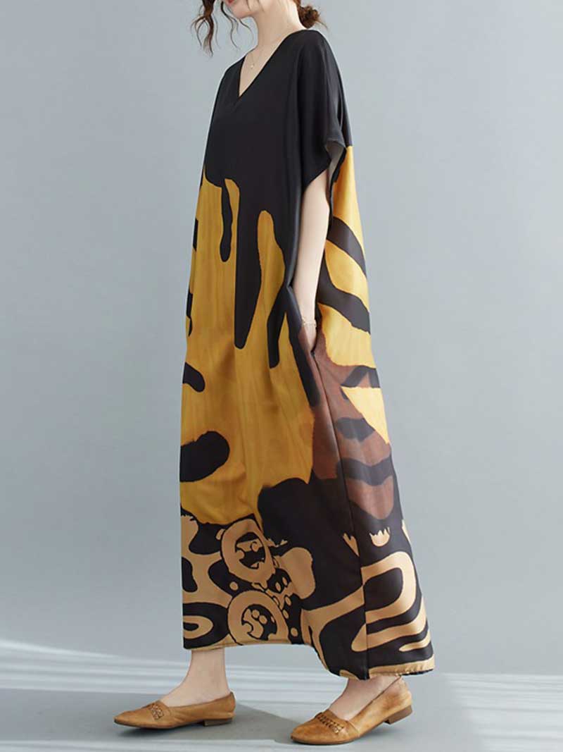 Square Neck Puff Sleeve Leaf Print Fit and Flare Midi Dress 3
