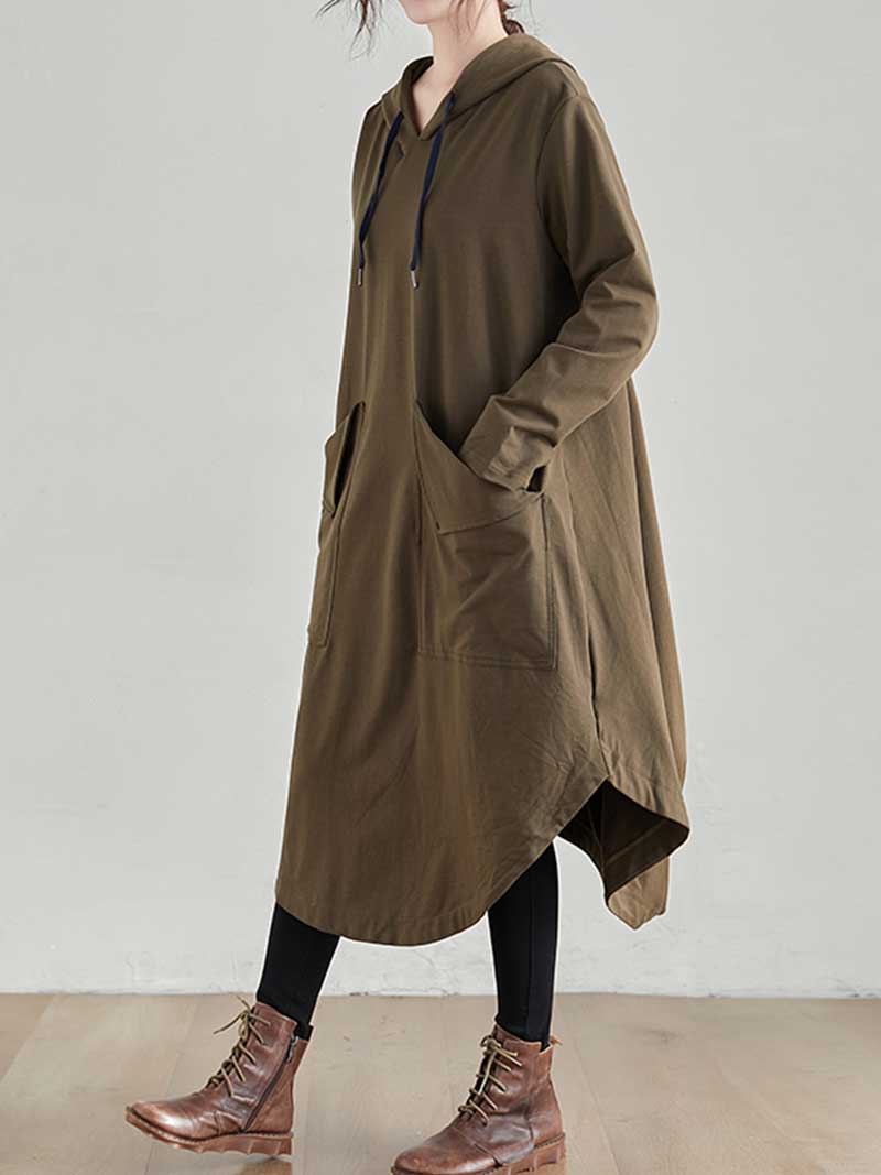 Hooded Long Sleeve Rib Knit Midi Dress 2 7