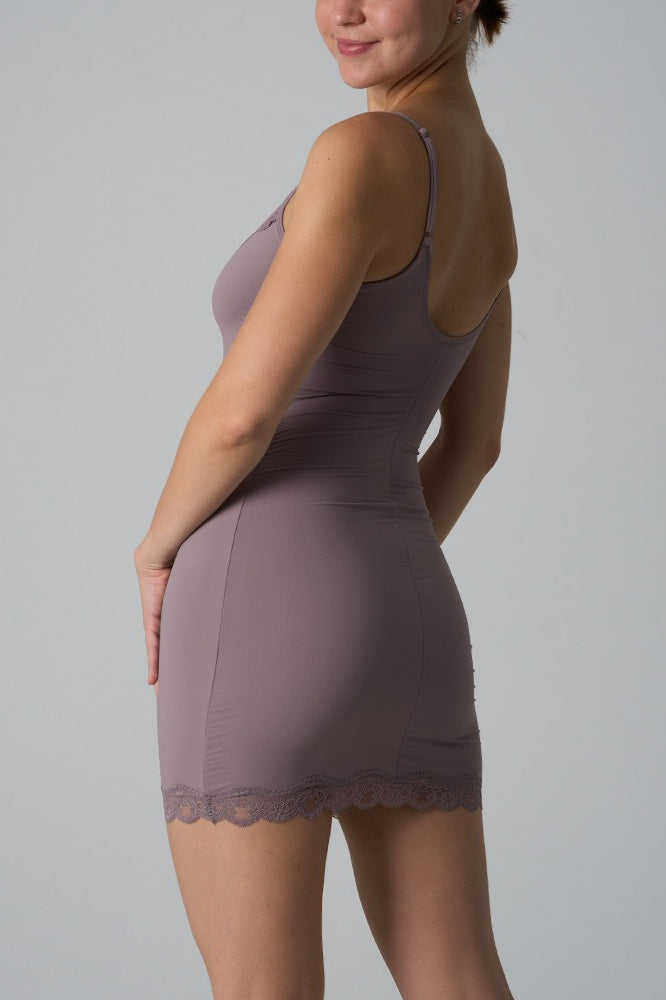 Scalloped Lace Trim Scoop Neck Spaghetti Strap Bodycon Mini Dress 19