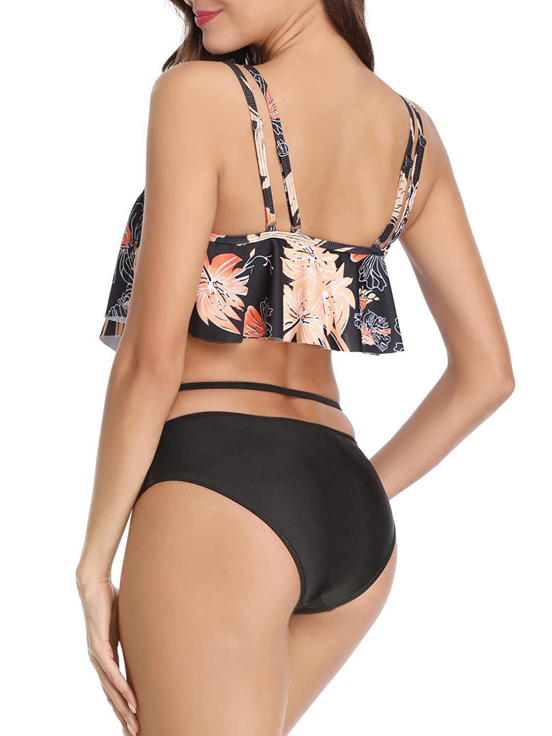 Cute High Waisted Ruffled Two Piece Tankini Swimsuit