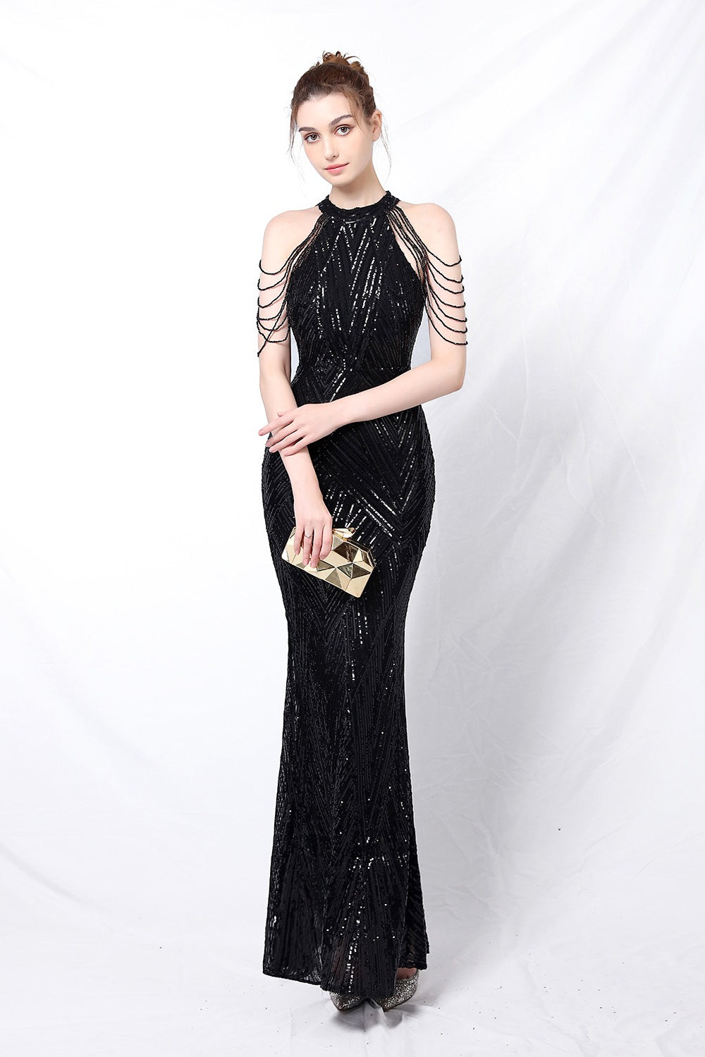 Sequin Halter Mermaid Maxi Dress 2