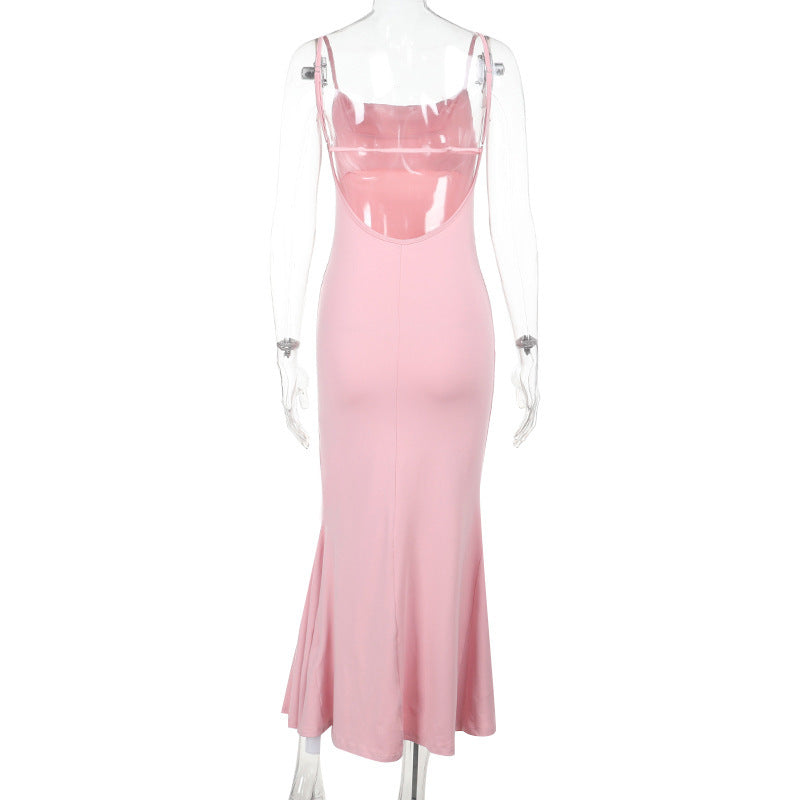 Spaghetti Strap Square Neck Bodycon Floor Length Column Maxi Dress 6