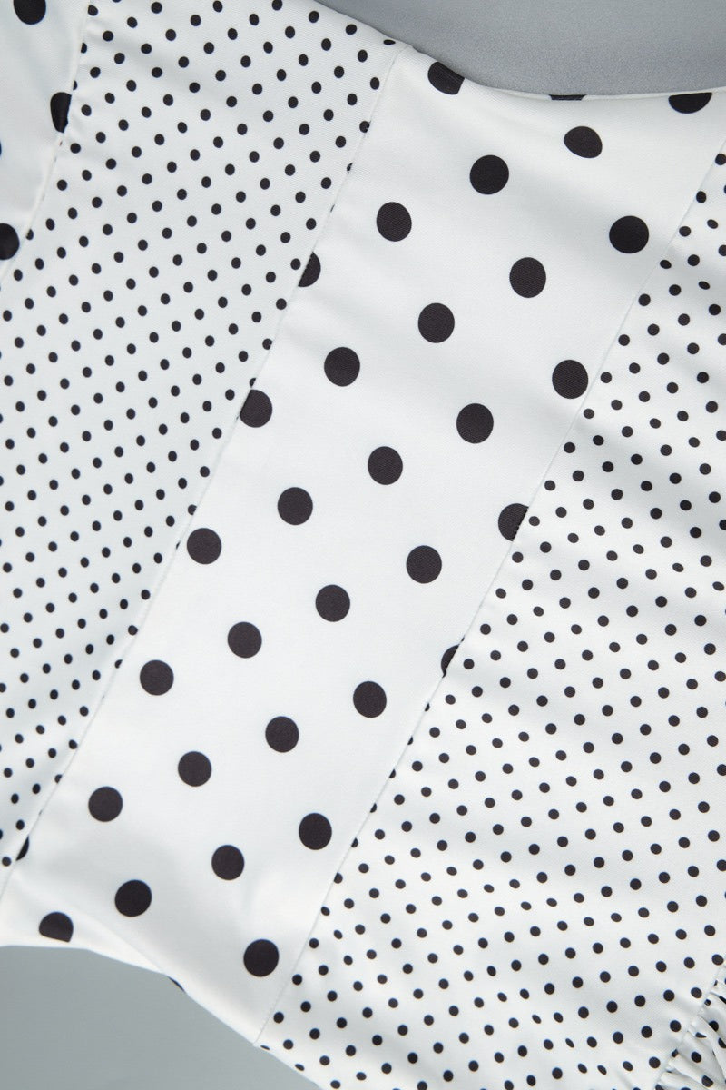 Sweetheart Halter Knot Bodice Mixed Scale Polka Dot Maxi Dress 14