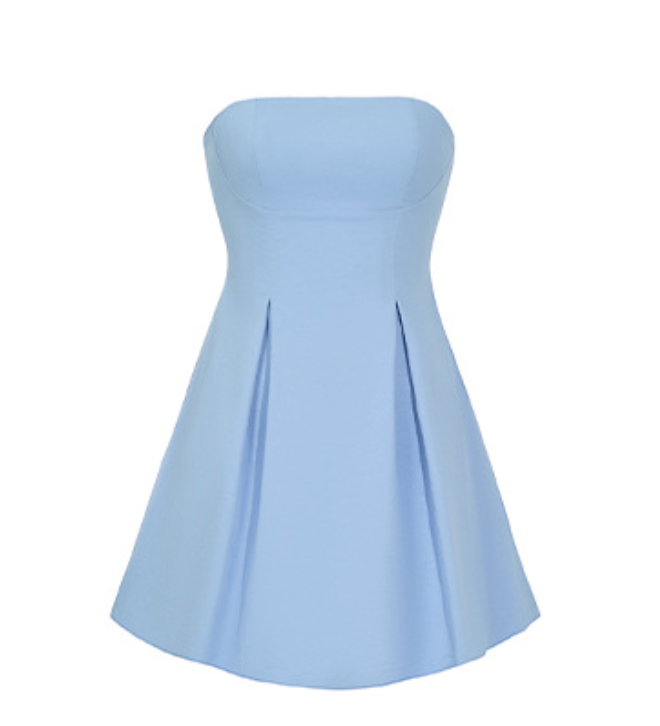 Strapless Sweetheart Pleated Bubble Hem Structured Mini Dress 7