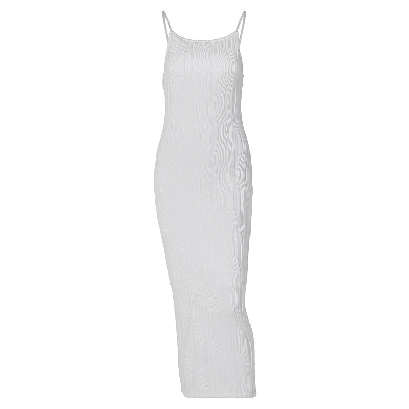 High Neck Sleeveless Plisse Crinkle Bodycon Maxi Dress 6