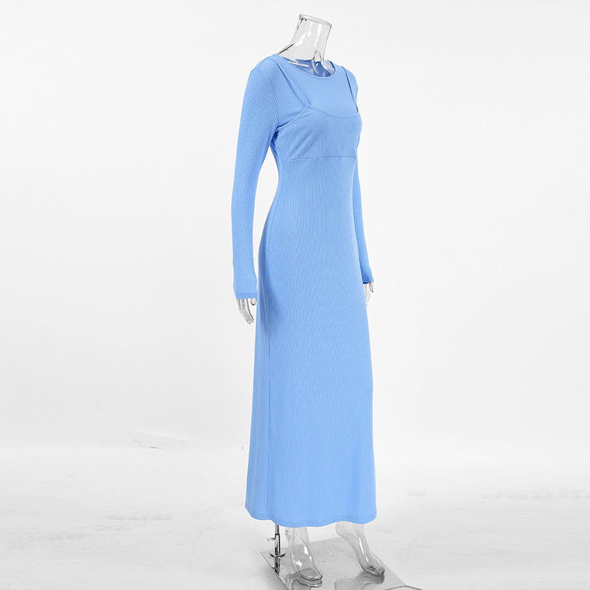 Halter Deep V Ruched Bodice Center Panel Drape Maxi Gown 7