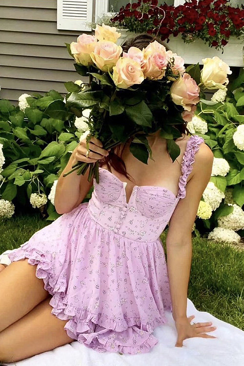 Ruffled Floral Print Mini Dress 5