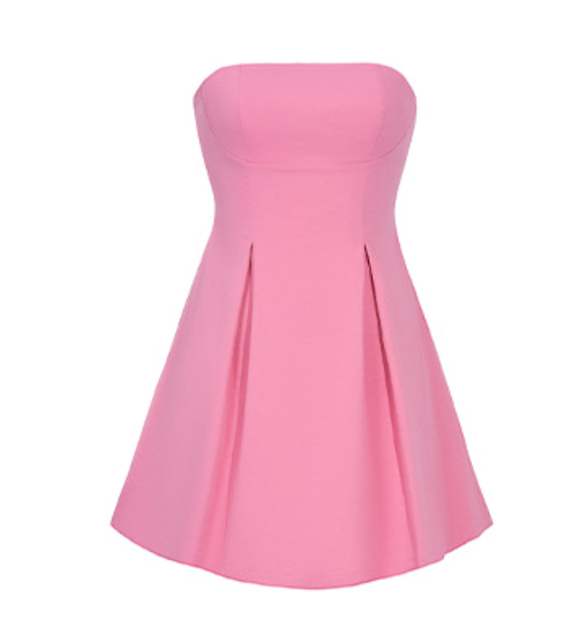 Strapless Sweetheart Pleated Bubble Hem Structured Mini Dress 7