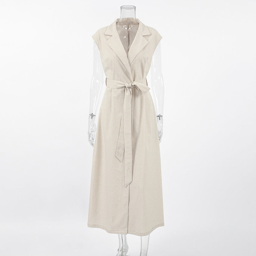 Square Neck Spaghetti Strap Pleated Waist Belted Midi Dress 12