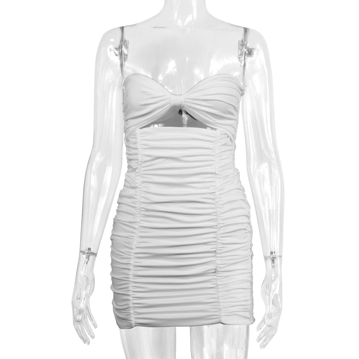 Strapless Twist Front Cutout Ruched Mini Dress 7