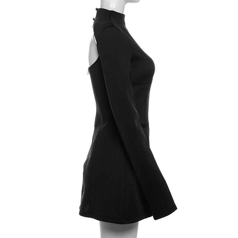 Mock Neck Ruched Cutout Bodycon Mini Dress 7