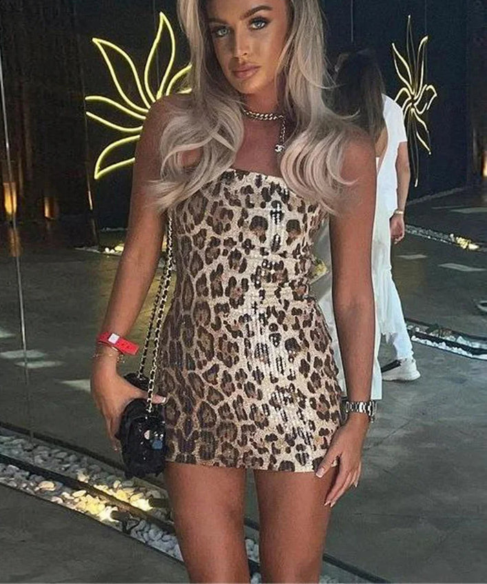 Sequin Shimmer Spaghetti Strap Square Neck Bodycon Mini Dress 3