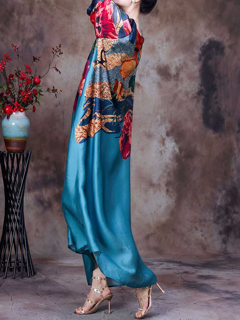 Spaghetti Strap Abstract Print Maxi Dress 9