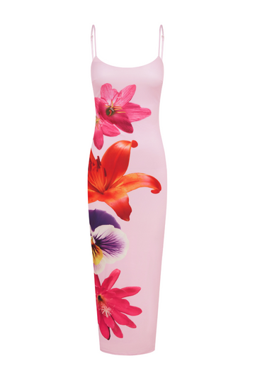 Oversized Floral Print Spaghetti Strap Bodycon Maxi Dress 4
