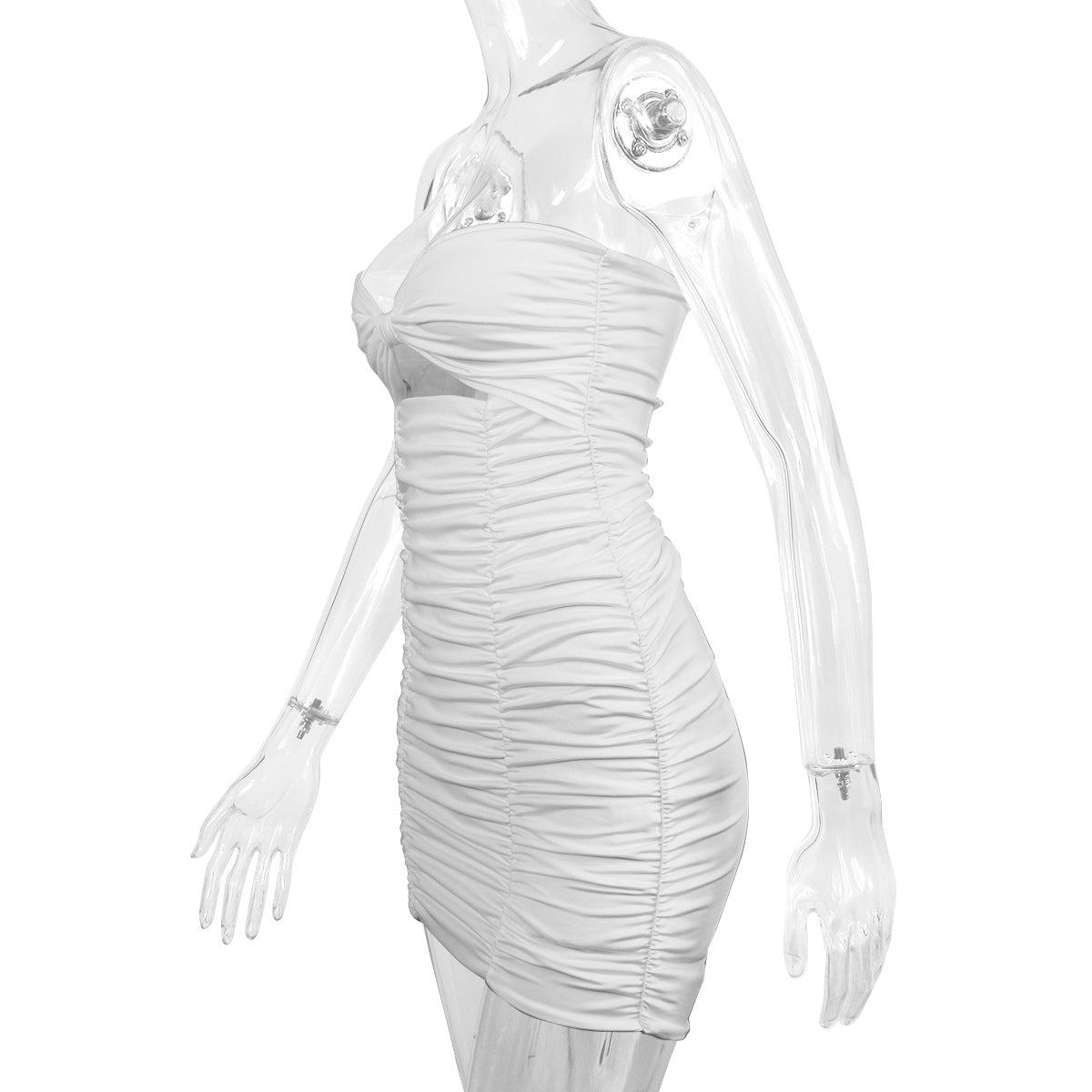 Strapless Twist Front Cutout Ruched Mini Dress 8