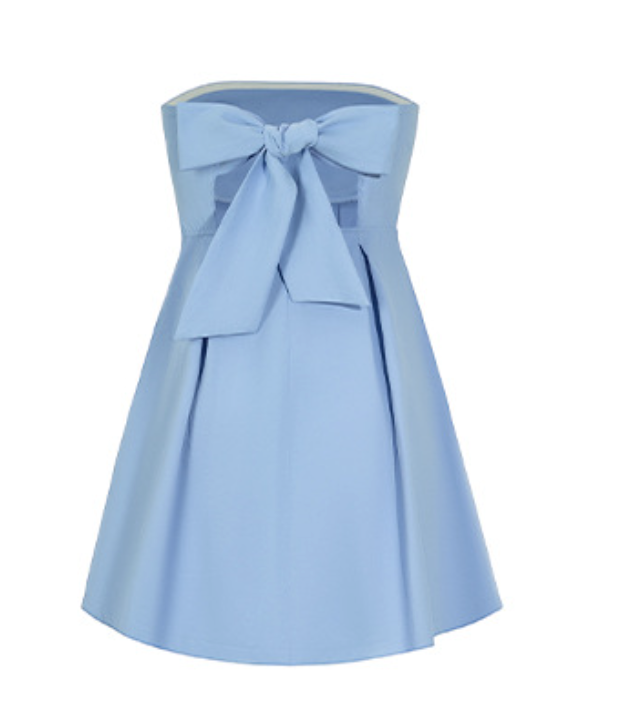Strapless Sweetheart Pleated Bubble Hem Structured Mini Dress 8