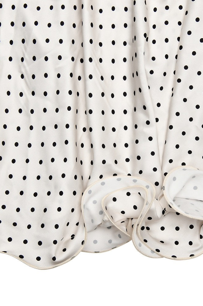 Polka Dot Halter Back Sash Tie Ruffle Hem Backless Satin Maxi Dress 5
