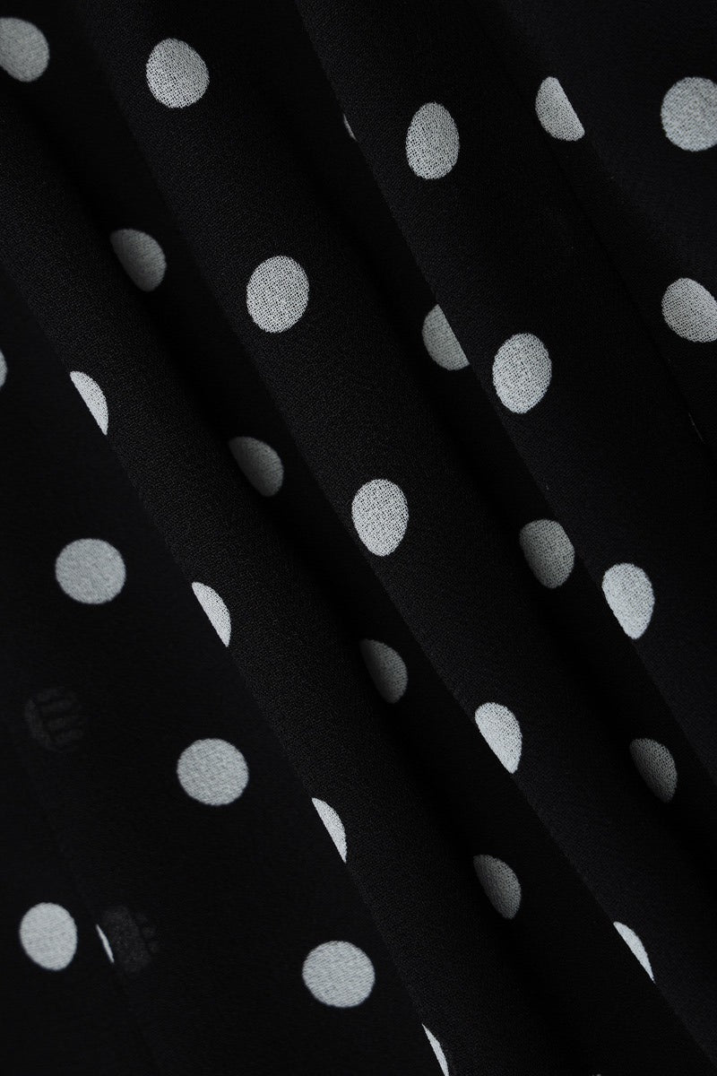 Black Halter Neck Square Neck Polka Dot Flared Ruffle Mini Dress 9