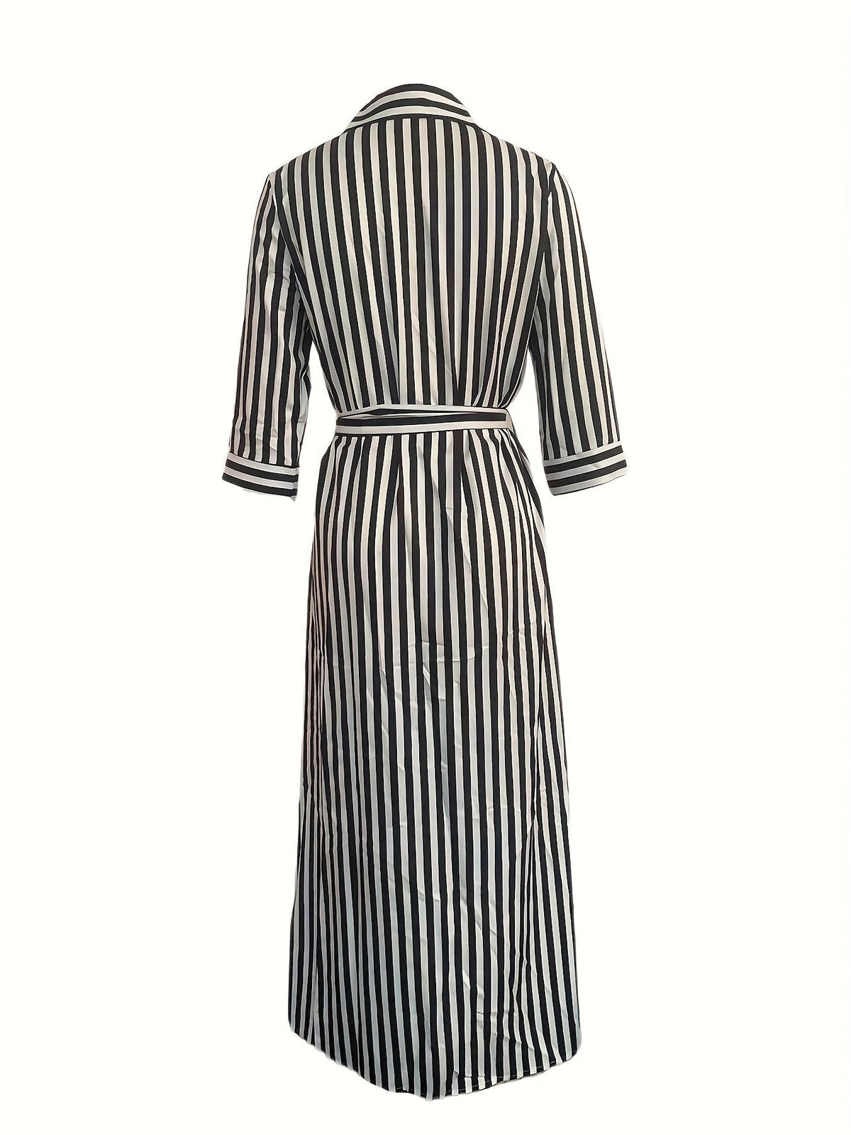 Marble Print Long Sleeve Belted Button Front Shirt Maxi Dress 5