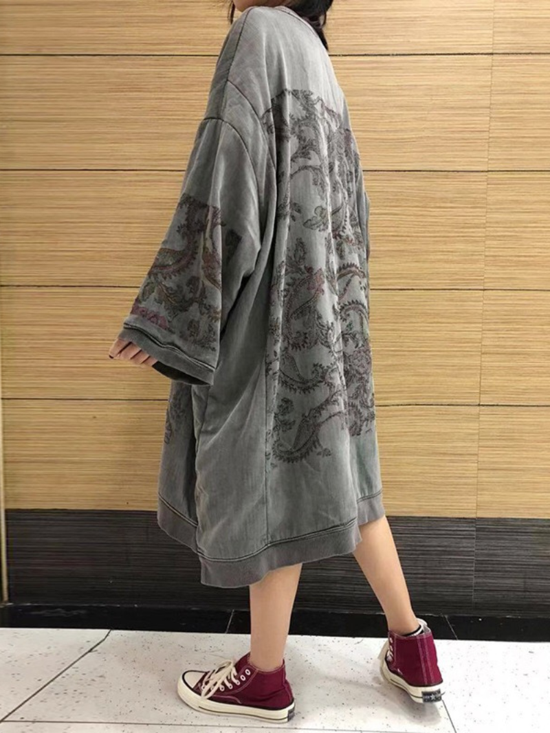 Crew Neck Medallion Print Oversized Long Sleeve Sweatshirt Dress 3