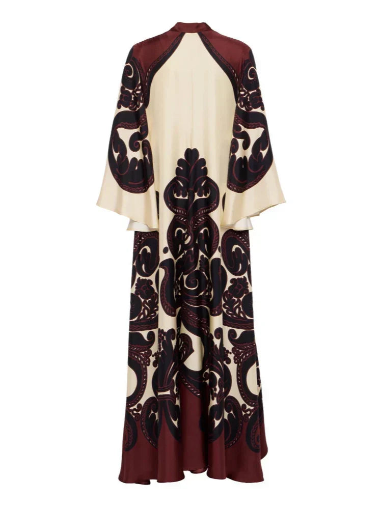 Botanical Print Spaghetti Strap Satin Slip Midi Dress 8