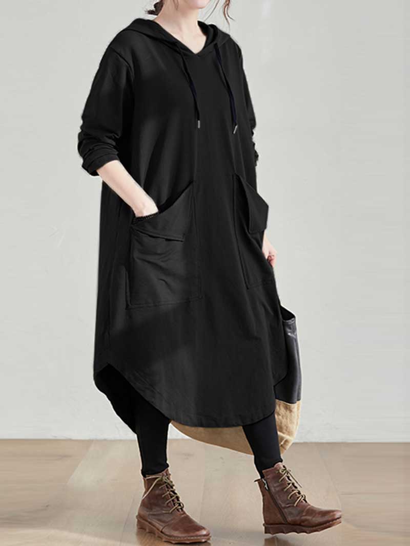 Hooded Long Sleeve Rib Knit Midi Dress 2 2
