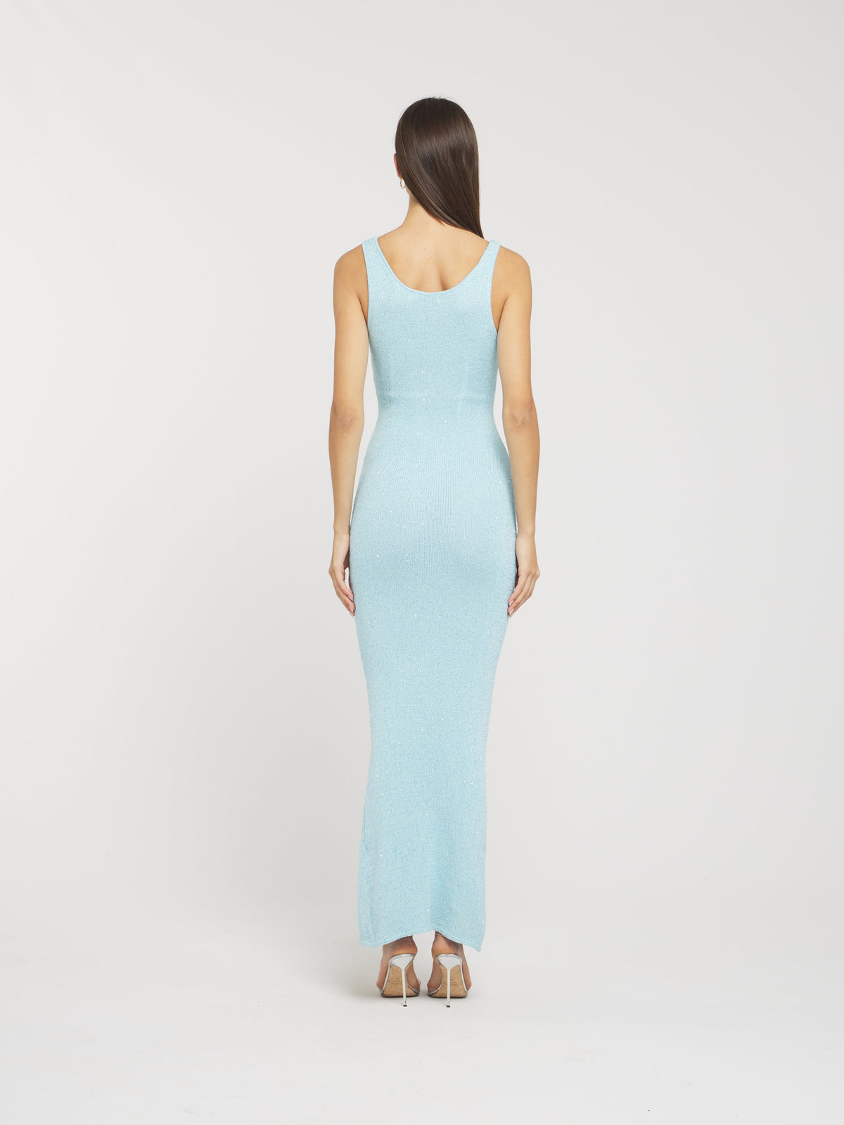 Scoop Neck Tank Strap Glitter Knit Bodycon Maxi Dress 2