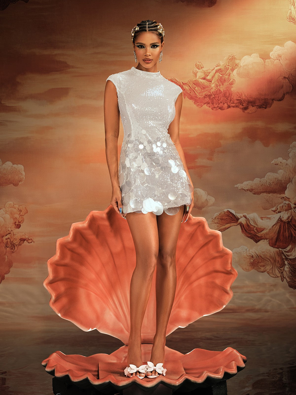 Sleeveless Round Neck All Over Sequin Mini Dress