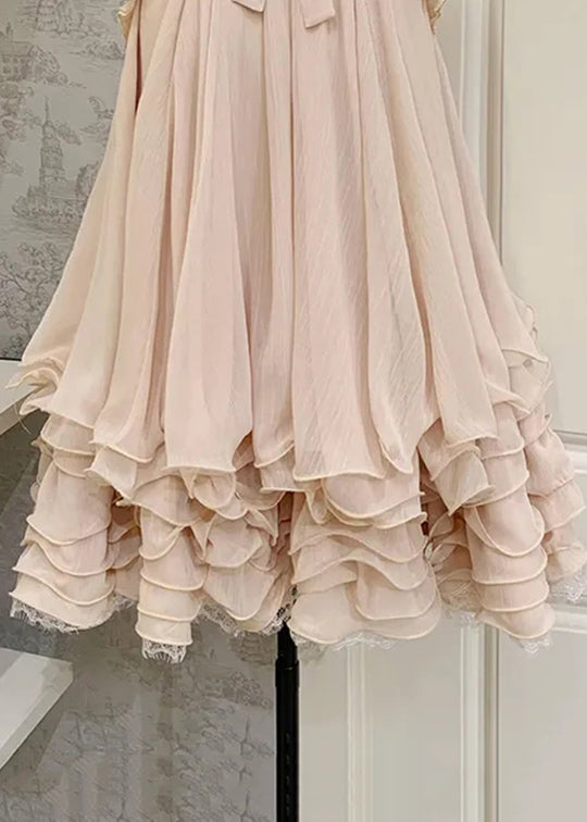 Ruffle Halter 3D Rosette Bow Tiered Pleated Babydoll Mini Dress 5