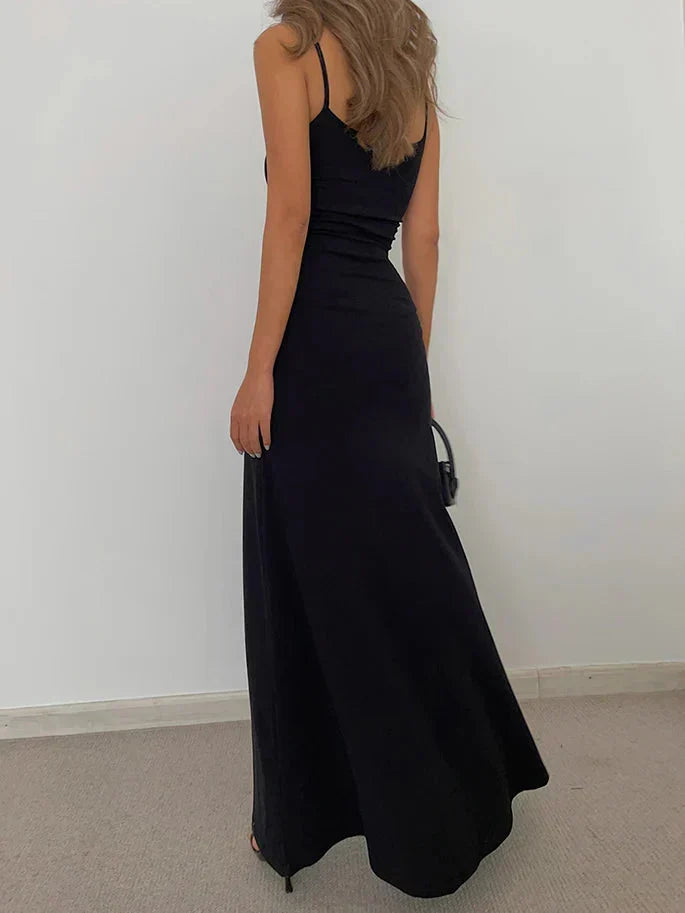 Square Neck Spaghetti Strap Jersey Bodycon Maxi Dress 6