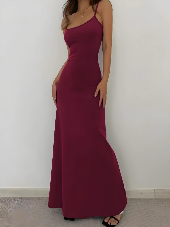 Square Neck Spaghetti Strap Jersey Bodycon Maxi Dress 7