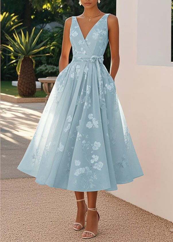 Deep V Neck Sleeveless Tonal Floral Jacquard Pleated Fit and Flare Midi Dress 2