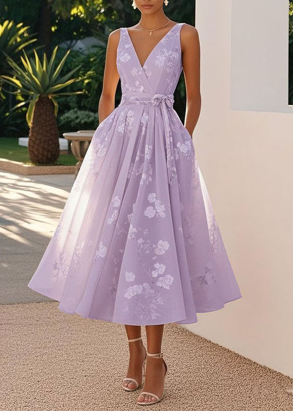 Deep V Neck Sleeveless Tonal Floral Jacquard Pleated Fit and Flare Midi Dress 4