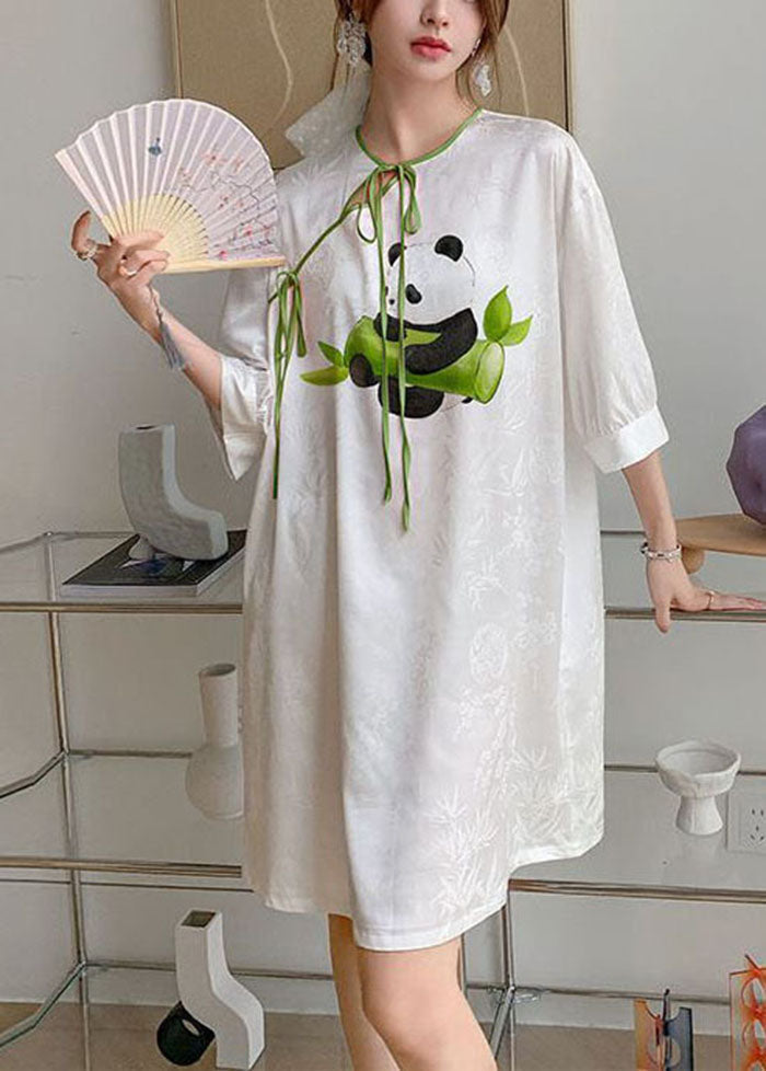Floral Print Tie Neck Quarter Sleeve Cheongsam Midi Dress 3